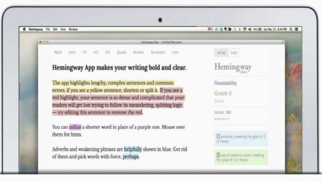 hemingway writing app screenshot