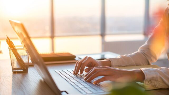 woman working on a laptop