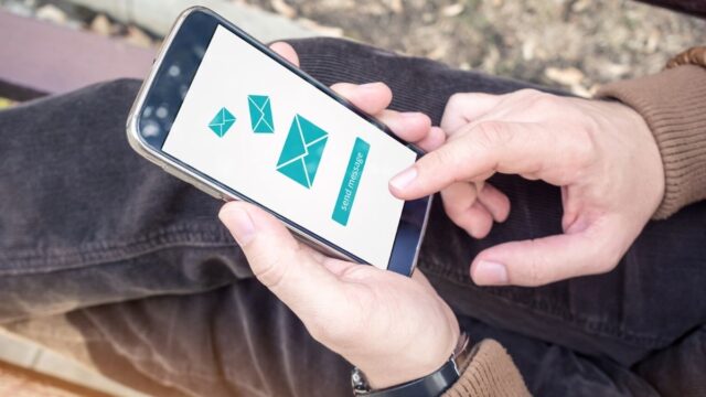 sending an email on a smartphone