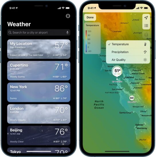 iOS rain weather app