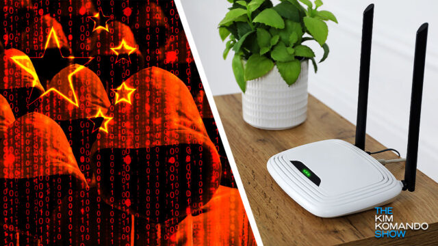 illustration depicting a home router and Chinese state-backed hackers