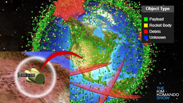 space junk floating over North America and the globe