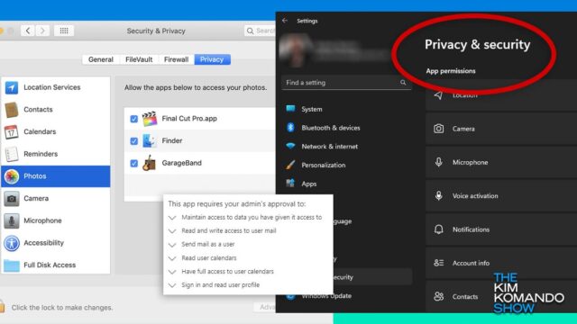 How to change app permissions for Microsoft Windows 10 and 11, as well as Apple MacOS