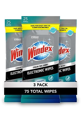 Windex Electronics Screen Wipes for Computers, Phones, Televisions and More, 25 count - Pack of 3