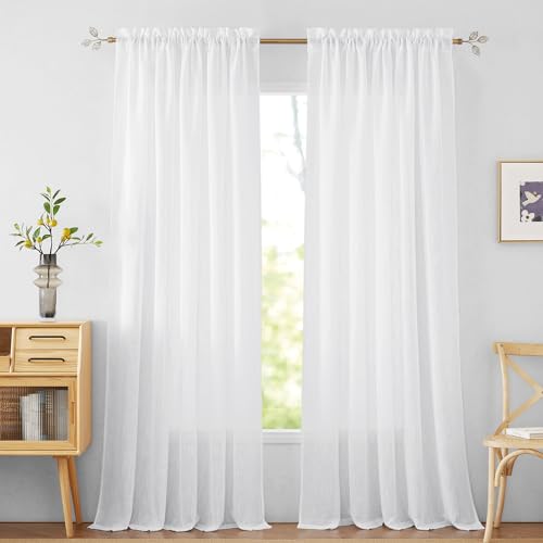 RYB Home 84 inch semi-sheer linen curtains