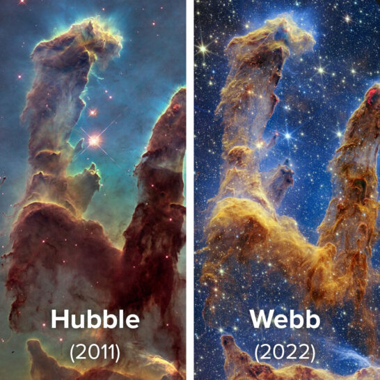 Pillars of Creation: Hubble vs. Webb